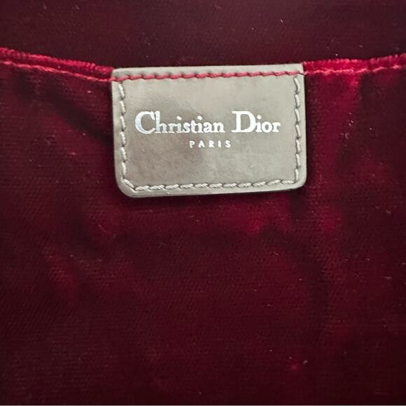 Vintage Christian Dior Velvet Mini Hand Bag in Red Cardinal w/ Pearl Straps - Picture 2 of 14